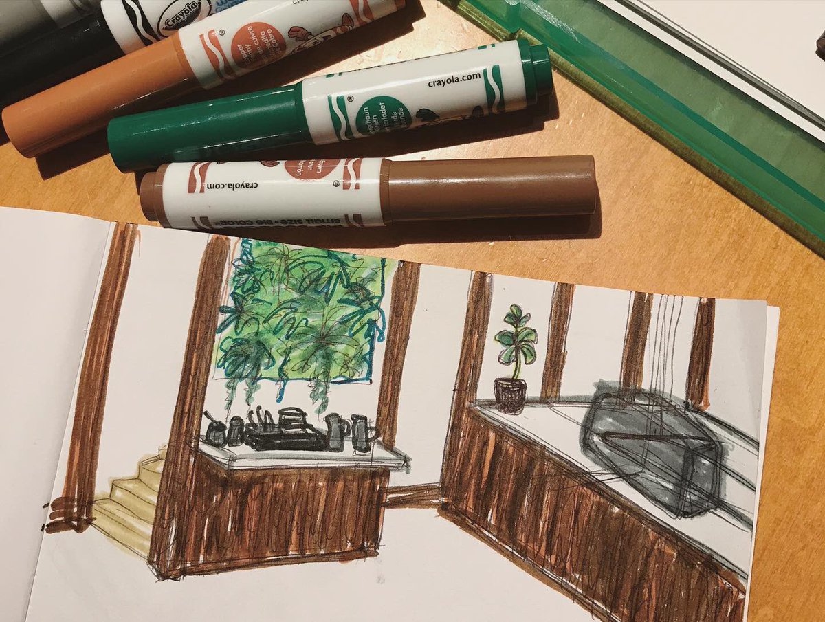 In early 2018, the idea of my <a href="/JodiesJoint/">Jodie's Joint</a> hemp coffeeshop model began as a crazy dream and some sketches on notepads.

Hemp wallpaper, hemp fabric seating, hemp oil varnished wood counters, hemp baked goods &amp; milk, hemp soap in the washrooms...

(More: instagram.com/p/CDFMMb1h5l9/)