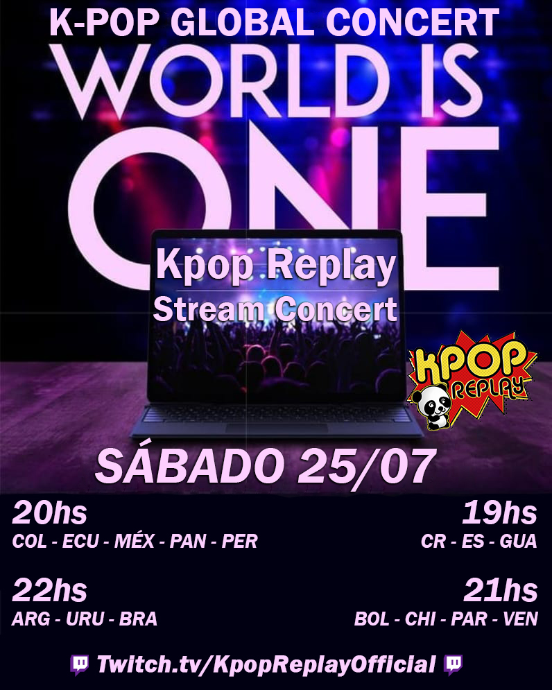 kpop_replay's tweet photo. #KRStreamConcert | ¡Hoy! No te pierdas esta tarde/noche 'K-Pop Global Stream Concert - "World is ONE"'💘
Tendremos a los mejores artistas #KARD #MAMAMOO😍 #SuperJunior😱 #OhMyGirl😻 entre otros grandes!!😲
¡Hoy!pasate por nuestro canal de #twitch
🌐https://t.co/o7UH6dTPXE https://t.co/grGt5vaDnc