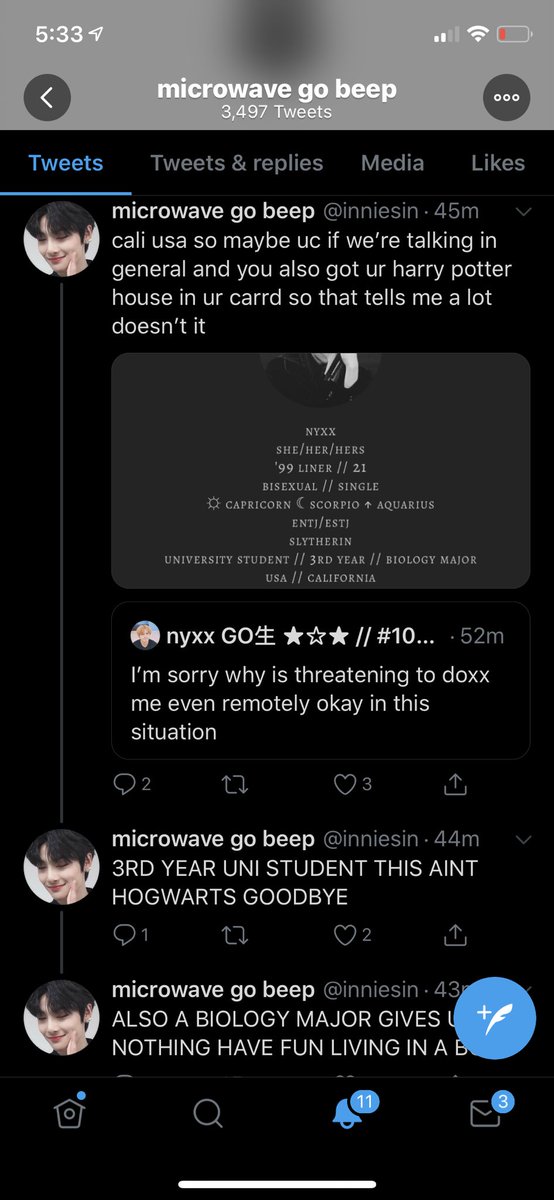 This is them bullying my carrd lol. At the time they went by @/inniesin, but they’re now @/innietine. I wasn’t going to say anything bc the stuff they’d been exposing, albeit unsettled me bc some of it was stuff from YEARS AGO, was still valid to be exposed. But +