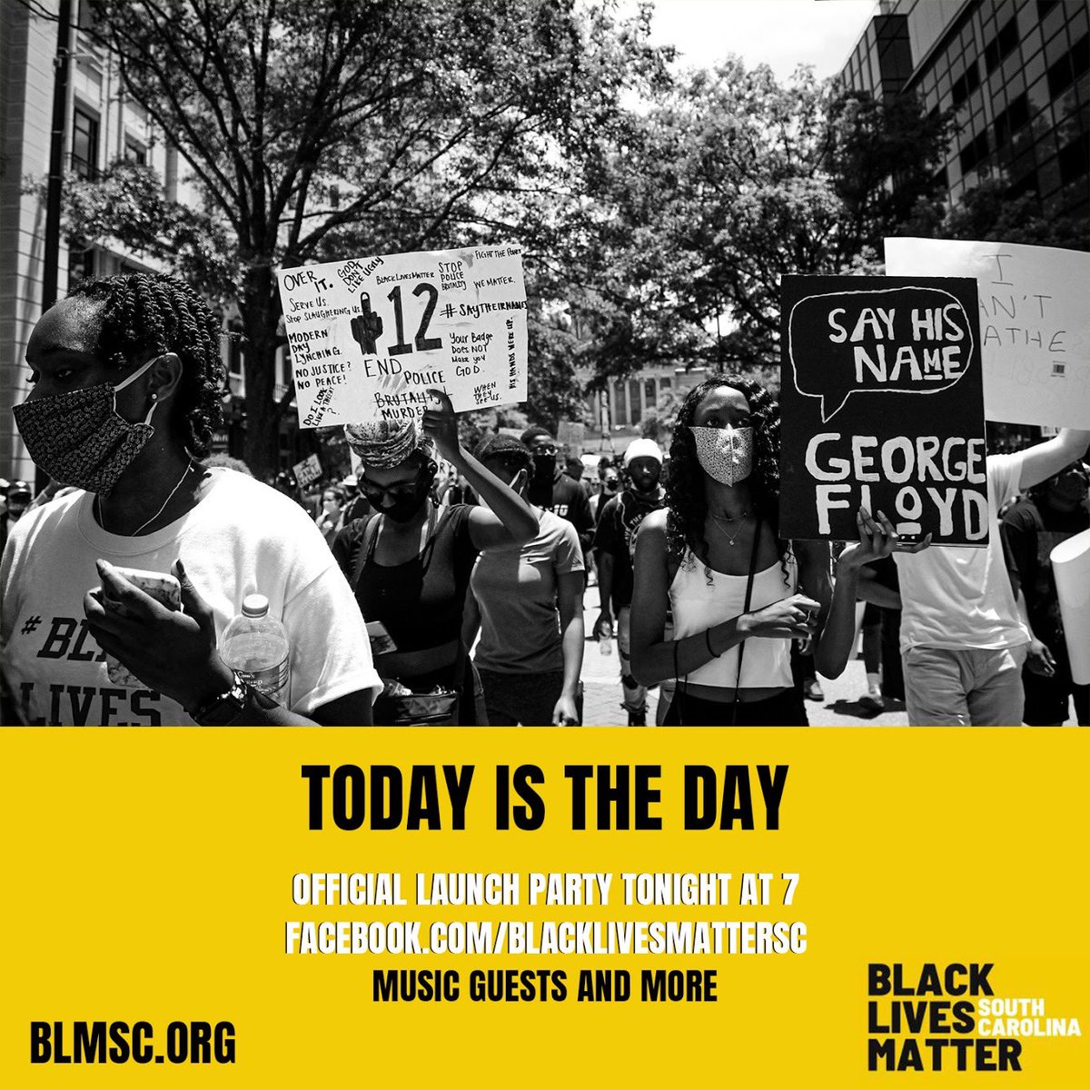 BlmTribeSC's tweet photo. Today is the first day of our rewritten history, and the pen’s in our hands now. Tune in to Join The Movement! #JoinTheMovement #BLMTRIBESC #BLMSC #blm https://t.co/w8XH5nA5Zi