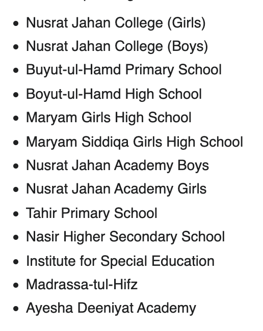 5/5 Almost more than half of the institutes in Rabwah are catered to our ladies studies. The Ahmadiyya Muslim Community via our Khalifa(aba) uphold education for both men and women, while maintaining Islamic guidelines of modesty.