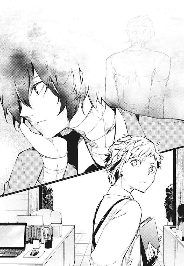 I NOW HAVE CONTEXT. this is from ln4 (55 minutes) and it’s in atsushi’s pov. he thinks he sees cigarette smoke reflecting in dazai’s eyes as dazai vividly recalls what happened with mimic and odasaku’s death, saying “they died satisfied,” knowing oda didn’t die for nothing.