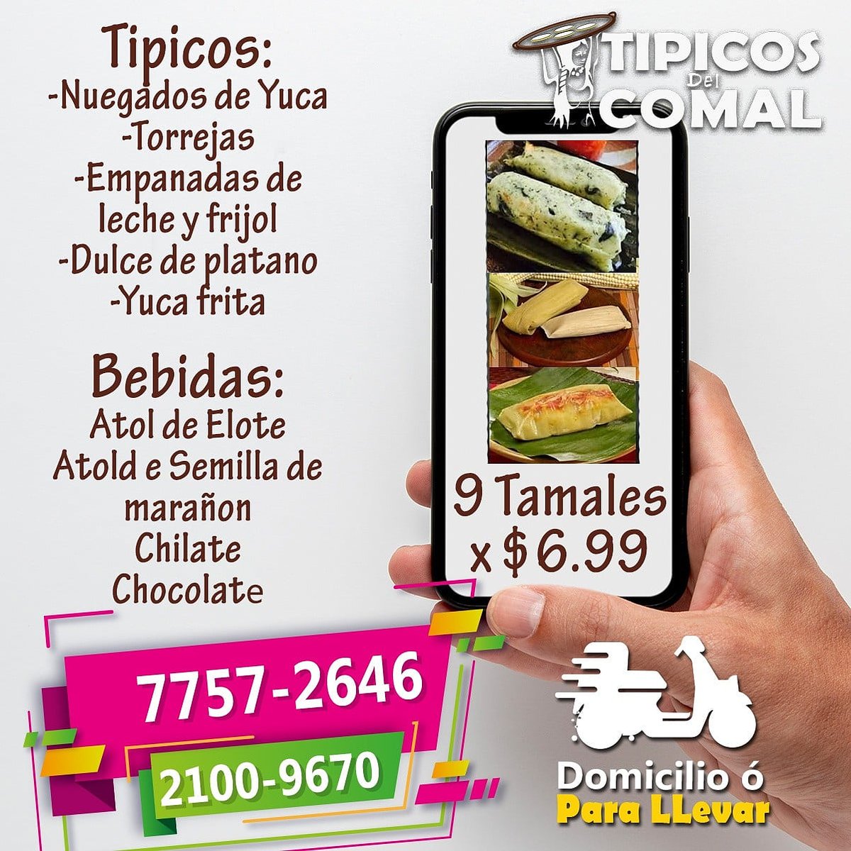 Emerson_Gamez's tweet photo. #SiHay #Tamales de #Elote #Chipilin y de #pollo, deliciosos #Nuegados #Torrejas #empanadas #Atol de #Elote y #SemillaDeMarañon desde las 4:30pm las #Pupusas #AlComal #Chocolate a
#Domicilio o #ParaLlevar
#ApoyaAlEmprendedorLocal
2100-9670 #Whatsapp 7757-2646 https://t.co/nrlaQVsLrj