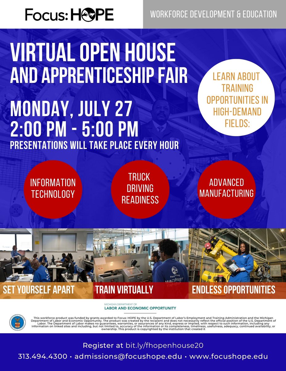 Focus_HOPE's tweet photo. Join us online Monday to learn about great virtual training opportunities! Register at https://t.co/t9Snzj3qSa https://t.co/rgkm0bYGx0