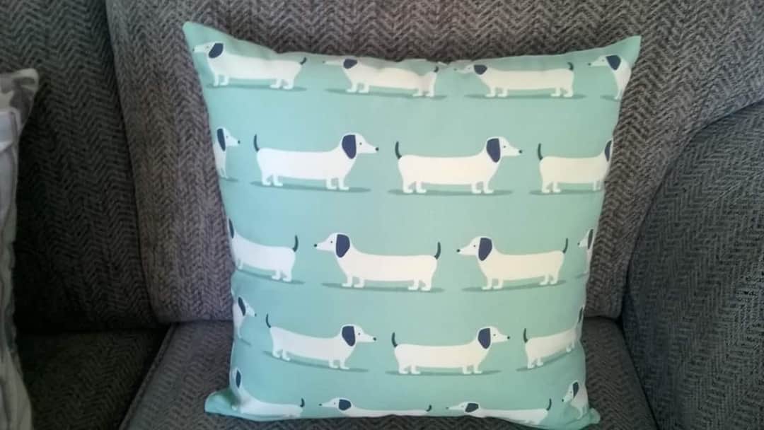 RoxiiesTreasure's tweet photo. Handmade Duck Egg Daschund Cushions, £10 each plus P&amp;P fee #crosbynet #seftonhour #Liverpool #northwesthour #daschunds #sausagedog #dogs #cushions https://t.co/qYyQYsaNJx