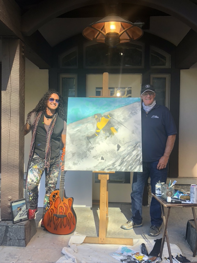 jonreveal's tweet photo. Very honored to have a painting (in 20 minutes) done by Serigo of Warren Miller's 1973 film: Skiing's Great https://t.co/hrITUYtjcu