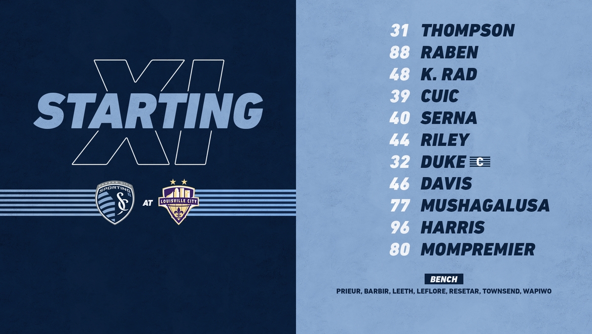 SportingKCII's tweet photo. 🔷The XI🔷

Kickoff vs. @loucityfc is less than an hour away on ESPN+

#LOUvSKC https://t.co/8LwgoDeaHz
