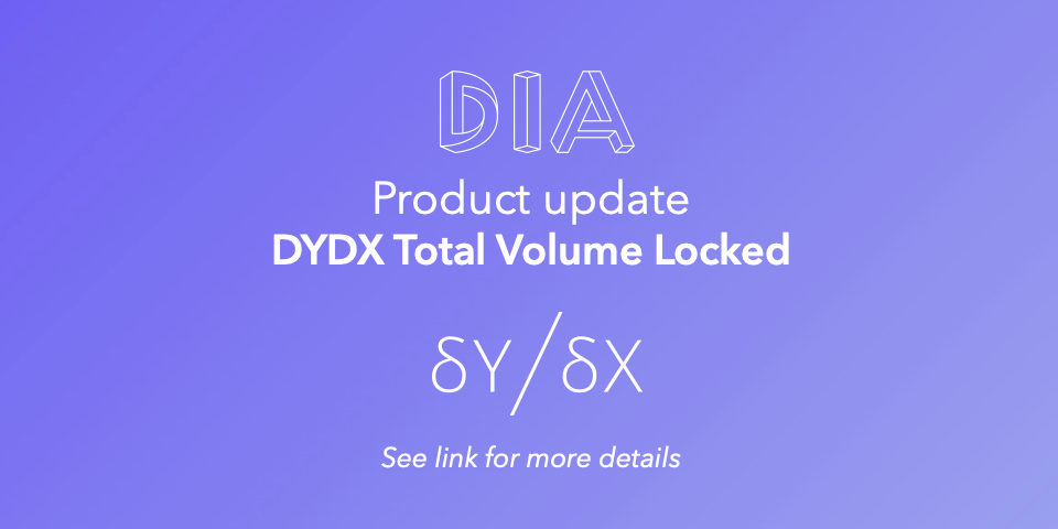 DIAdata_org's tweet photo. Now live: Total volume of the @dydxprotocol 

The API endpoint: https://t.co/7Vdd0FfNzx

Documentation: https://t.co/nX9NbxVyVn

The Oracle can be retrieved by searching for a data point called "DYDX-state", it will return the currently locked amount of money, measured in USD https://t.co/KhUi8aQO5e