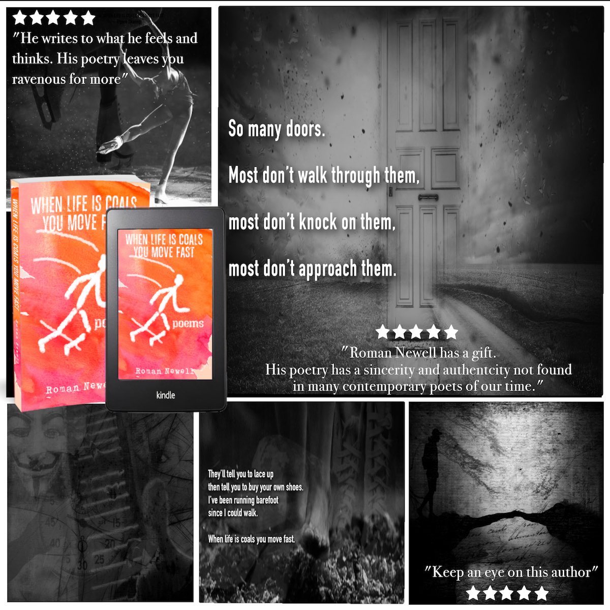 dajc_thoughts's tweet image. .
WHEN LIFE IS COALS YOU MOVE FAST
⭐️⭐️⭐️⭐️⭐️
by: Roman Newell
Poet | Author
@RomanNewell 

Signed &amp;amp; Personalized Paperbacks
bit.ly/RN-Coals

Ebook :
amzn.to/2V8mr71 

#movequickly #bookrecs #poetry #mustread #whenlifeiscoalsyoumovefast #writingcommunity #review