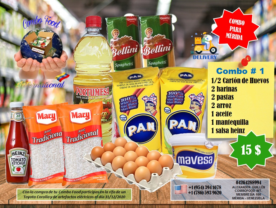 MeridaNatural's tweet photo. Desde cualquier parte del mundo, hazle llegar a tu familia los mejores combos de alimentos directo a su hogar. ¡Sorpréndelos desde la distancia! Responsabilidad y puntualidad. #ComboFoodInternacional #ComboFood #MercadoEnLinea #OnLine #Combo #Alimentos #Mérida #Venezuela https://t.co/V3LxiQG0jo