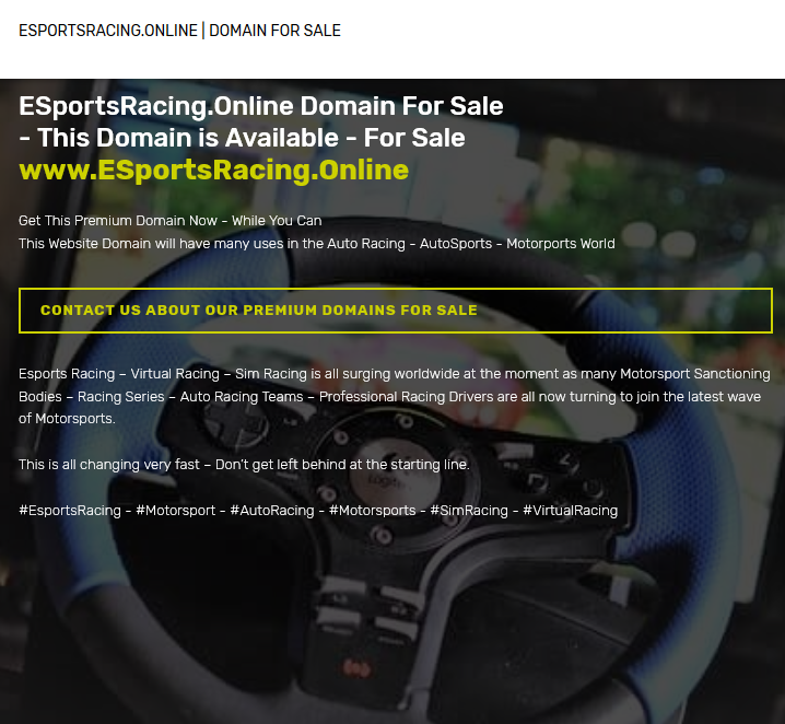 MSportDomains's tweet photo. ... and we have the perfect domain for this ...
#ESportsRacing
#ESportsCarRacing
#F1
#FormulaOne
#OpenWheel
#FormulaCarRacing
#ESports
#Motorsport
#ESportsPaddock
#AutoRacing
#SimRacing
#DomainNameForSale
#PCRacing
#VirtualRacing
#SimRace
#AutoSport
#MSport
| #MSportDomains https://t.co/b1WSP7NCt7