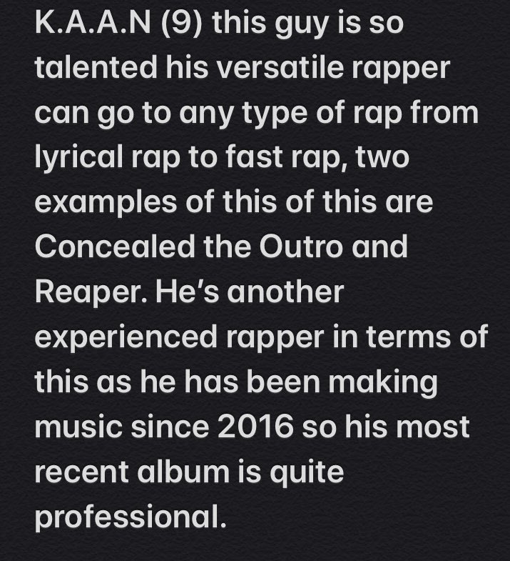 Here’s the non mainstream rapper and artists rating them out of 10 based off what I think and I’ll say out of all of them which I like the most and my favourite album. All of these rapper and artists are so talented and mainly are unknown so try and help them out through anyway.
