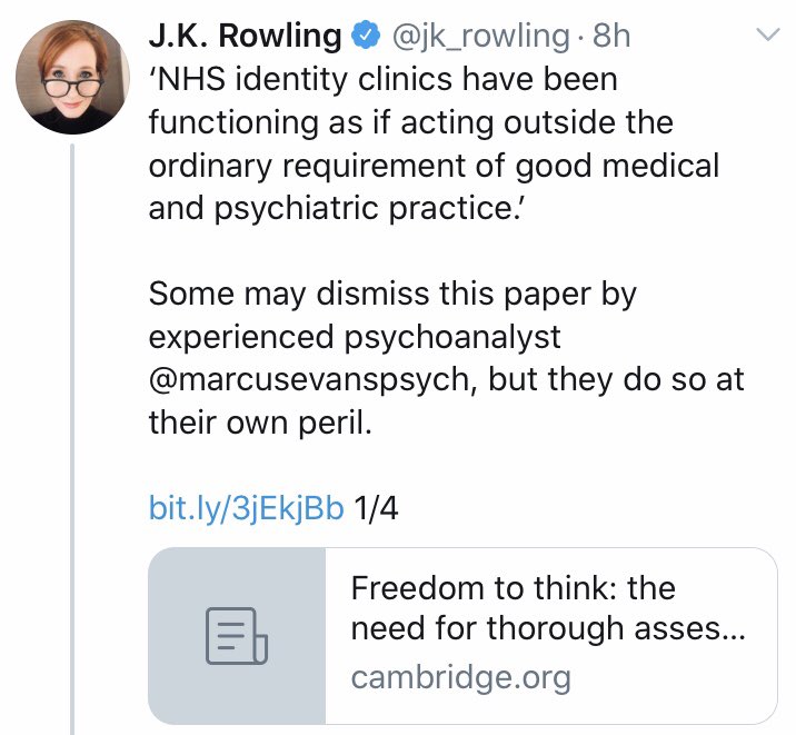 The terminology used here is extremely outdated and transphobic, as are the views. It is entirely false to claim that medical intervention is being pushed on children “for what is in very many cases a psychological issue.”