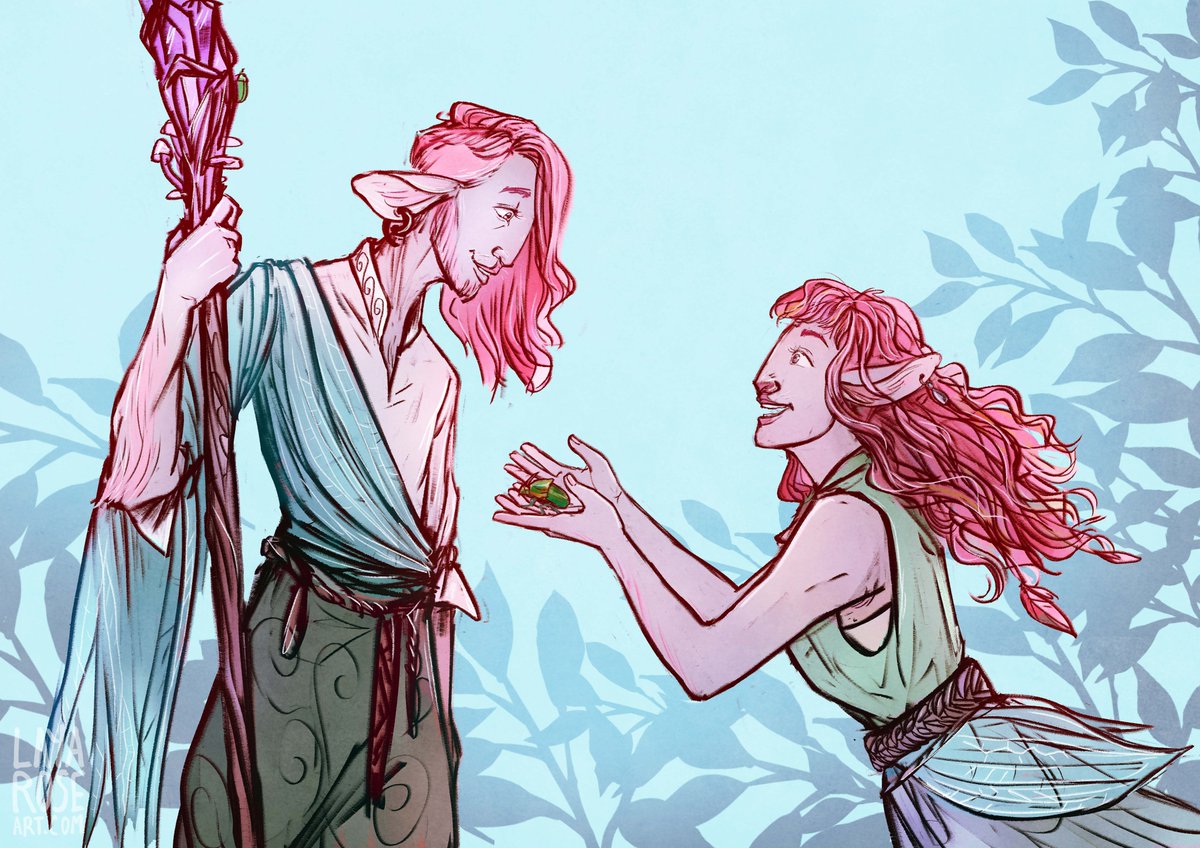 layahimalaya's tweet photo. it's #caduceusweek! here's clarabelle showing cad a cool beetle :) #criticalrolefanart https://t.co/rMqE6qmM3M