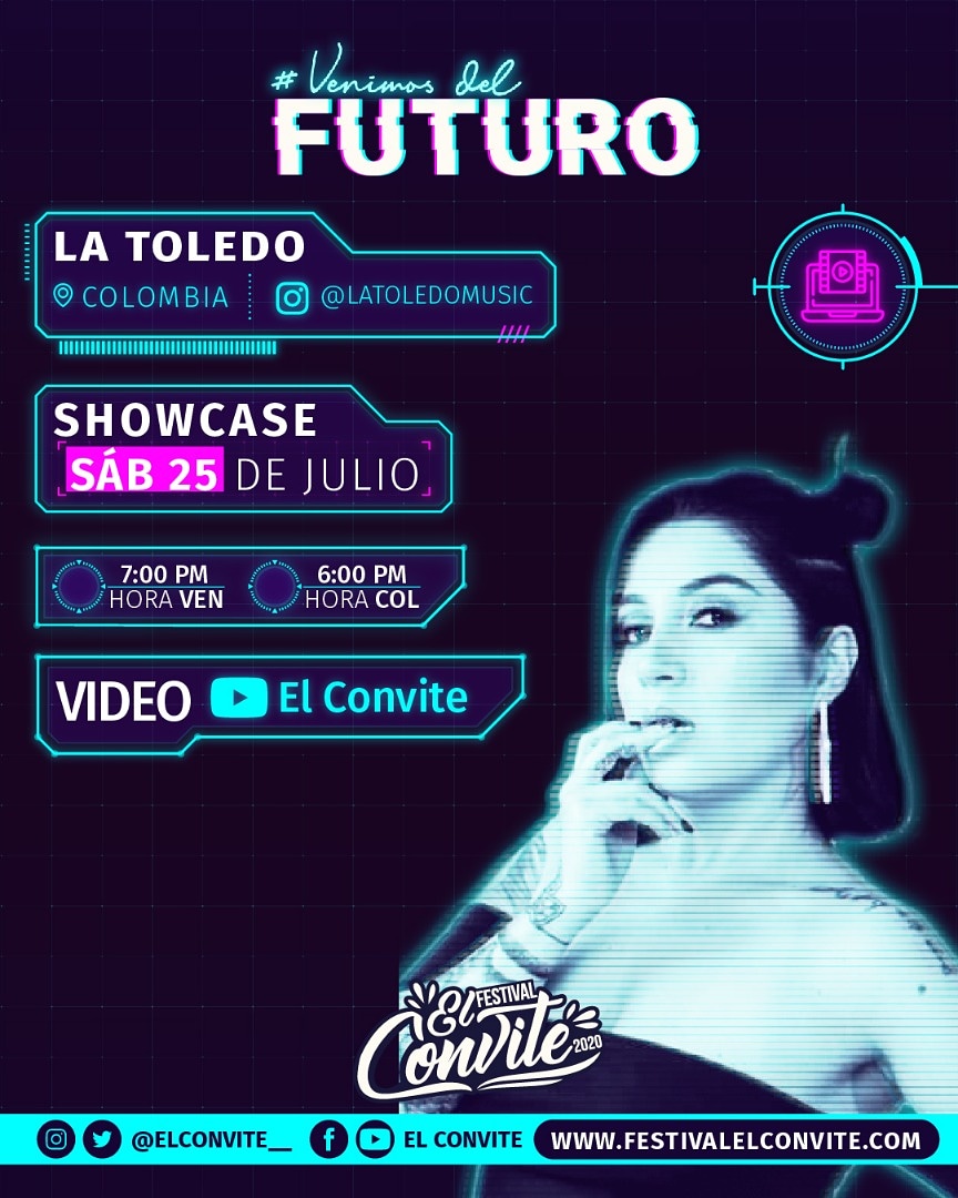 Este sábado nos conectamos desde Colombia con <a href="/latoledomusic/">La Toledo Music</a> para deleitar nuestros oídos con su voz 🌺⁣
⁣
Conéctate a las 7:00pm 🇻🇪 6:00pm🇨🇴 por nuestro canal de YouTube ⁣

VENIMOS DEL FUTURO 🌐 💺 ⁣⁣
⁣⁣
⁣#Showcase⁣
#VenimosDelFuturo⁣⁣
#FEC2020⁣⁣