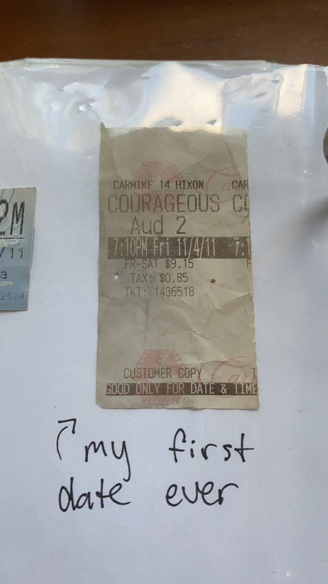 This is from my first date ever! A Christian firefighter drama makes for surprisingly great conversation as we waited in the parking lot for his parents. We sat way too close to the screen. It was perfect.