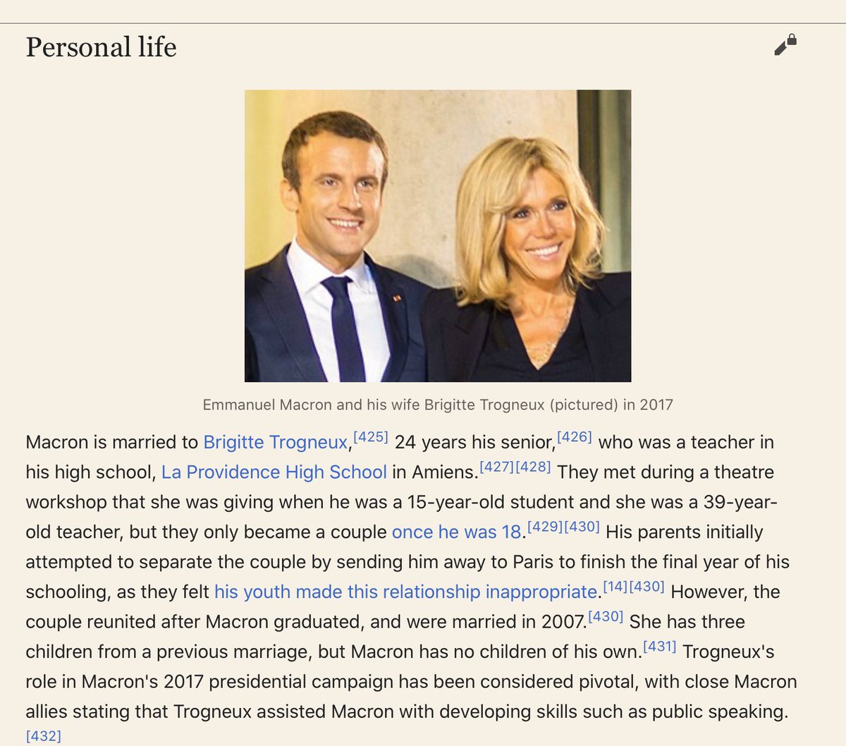 Does anyone ever talk about French President Emmanuel Macron as a victimized “survivor” at the hands of his wife of 13 years? Starting to sense there might be different sexual moralizing standards applied by Sex Priests to different kinds of relationships.