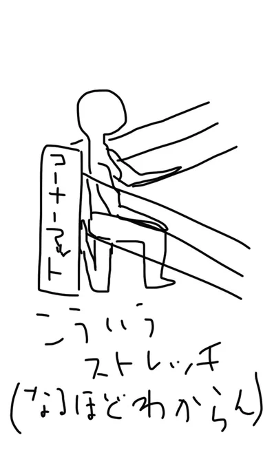 さっきのはこういうストレッチです 絵で説明してもド下手クソなのであった 