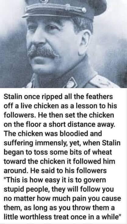 LotterMorne's tweet photo. @KamVTV I got this from a friend yesterday. And that’s the thing about communism they’ll always make you think you’re the chicken. These bad leaders https://t.co/xwq0n4KMbF