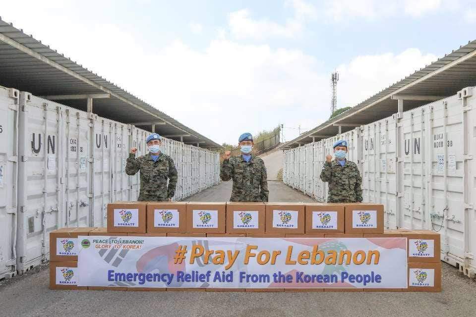 LKE_Official's tweet photo. The Korean UNIFIL through the Korean government has provided relief supplies, including medicines and daily necessities, to the Lebanese people affected by explosion in Beirut, #Lebanon 🇰🇷🇱🇧 https://t.co/8OdxYgROdU