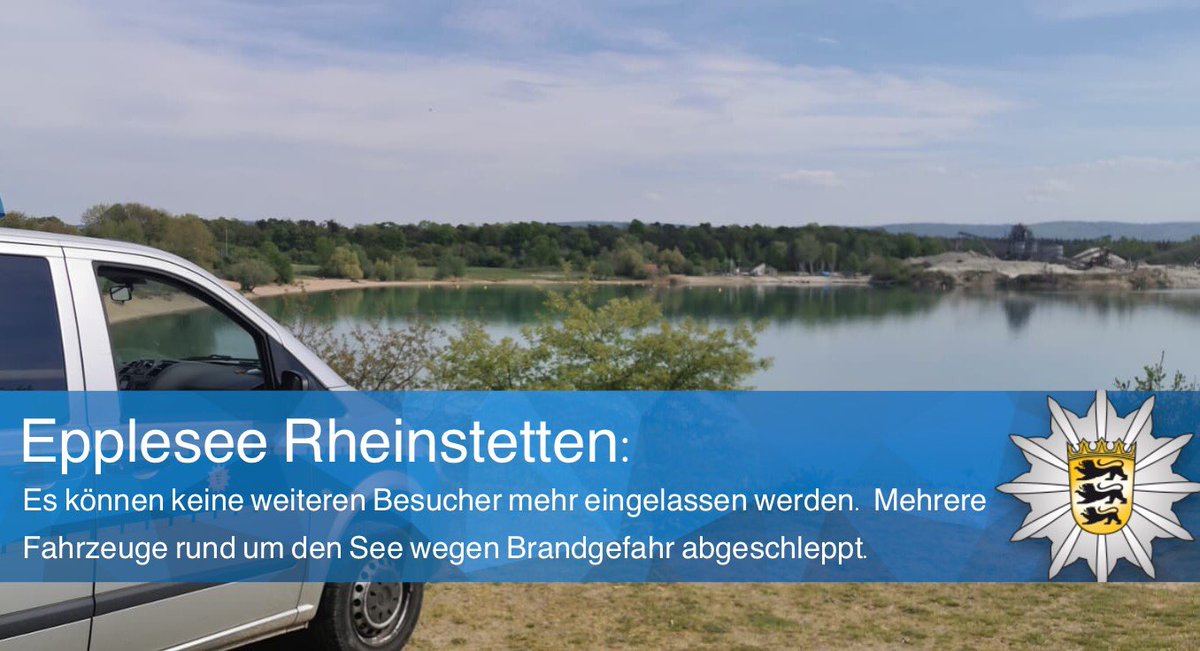 Polizei_KA's tweet photo. Wichtige #Informationen zum #Epplesee #Rheinstetten:
Es können keine weiteren #Besucher mehr eingelassen werden! Mehrere #Fahrzeuge rund um den See abgeschleppt. Bedienstete von Stadt und Polizei teils wüst beschimpft.
PM: https://t.co/tx9XLpUSoj
Eure #Polizei #Karlsruhe https://t.co/lPnz3J7kzA