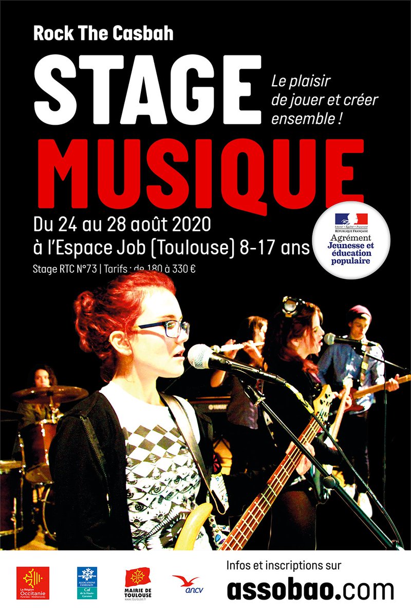 assobao31's tweet photo. 📢 Deux stages artistiques du 24 au 28 août 2020 à l'Espace Job à Toulouse ! Un stage musique 🎤🎸🥁 et un stage cinéma 🎬🎥 « Rock The Casbah »  pour terminer les vacances par des pratiques artistiques collectives ! Renseignements et inscriptions : contact@assobao.com ✉️
#colo https://t.co/zgdeyHL8W8