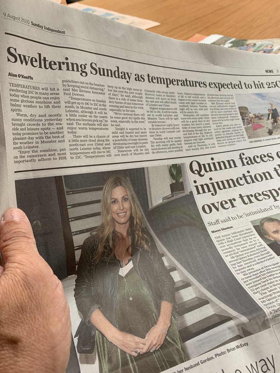 pvdmeersch's tweet photo. Bericht voor mijn warme vrienden in België en Nederland. Onze Ierse zondagskrant, The Sunday Independent, waarschuwt vandaag op pagina 3 voor een erg hete ‘sweltering sunday’ bij 25 graden... #loveireland https://t.co/fkANrN64l2