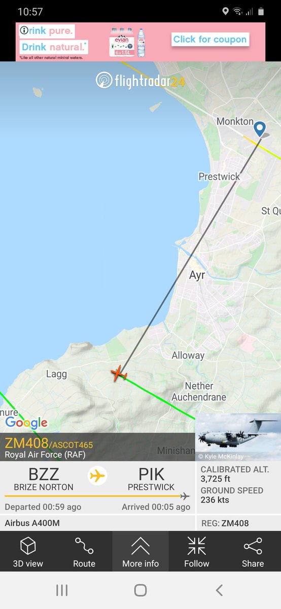 BloodyPolitics's tweet photo. Airbus A400M from @RAFBrizeNorton heading for #Prestwickairport plane-spotters!
#avgeek #bigburd https://t.co/wcyBzeqVOJ