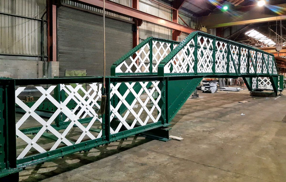 centregreat's tweet photo. Well done Team Centregreat Enginnering, for reciently completing the refurbishment of the footbridge at Pembrey station for @networkrail. Work involved removal of the bridge to our Cardiff workshops to carry out structural repairs,blast clean and paint.@ceca_wales @ICE_engineers https://t.co/NClugk1EEx