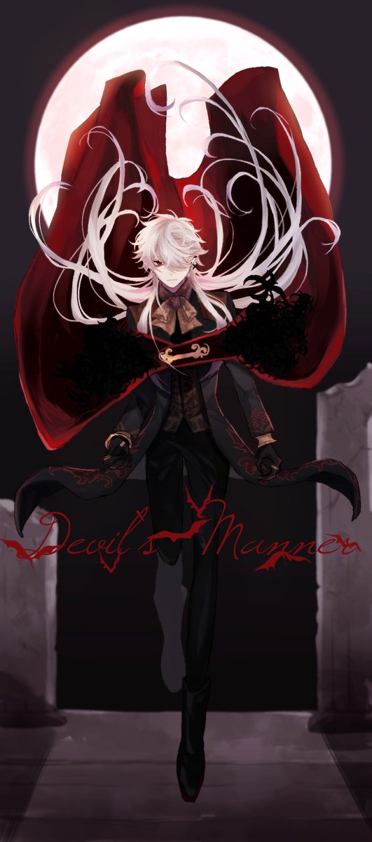 male focus 1boy long hair white hair solo gloves moon  illustration images