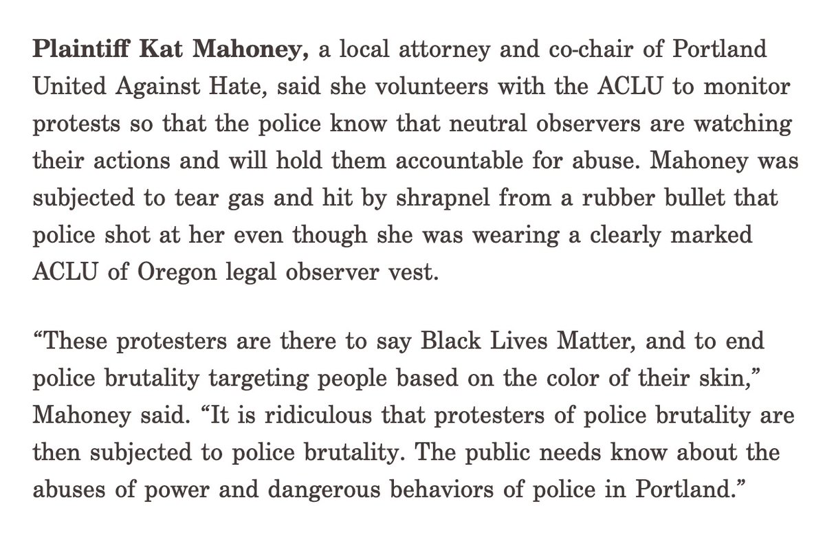 Kathleen M. Mahoney, 43, is another Portland attorney arrested at an  #antifa riot. She's charged w/attempt to assault an officer, resisting arrest & more. She's a self-described "neutral observer" w/ @ACLU_OR who is already suing Portland Police.  http://archive.vn/1OyjI 