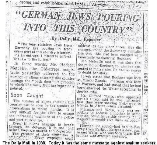 Daily Mail 1938. See <a href="/AuschwitzMuseum/">Auschwitz Memorial</a> for details of what happened to those who didn’t make it.