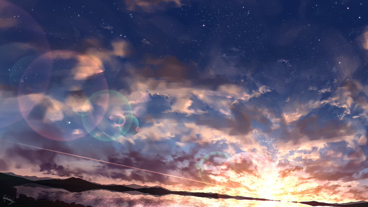 scenery no humans sky cloud outdoors lens flare signature  illustration images
