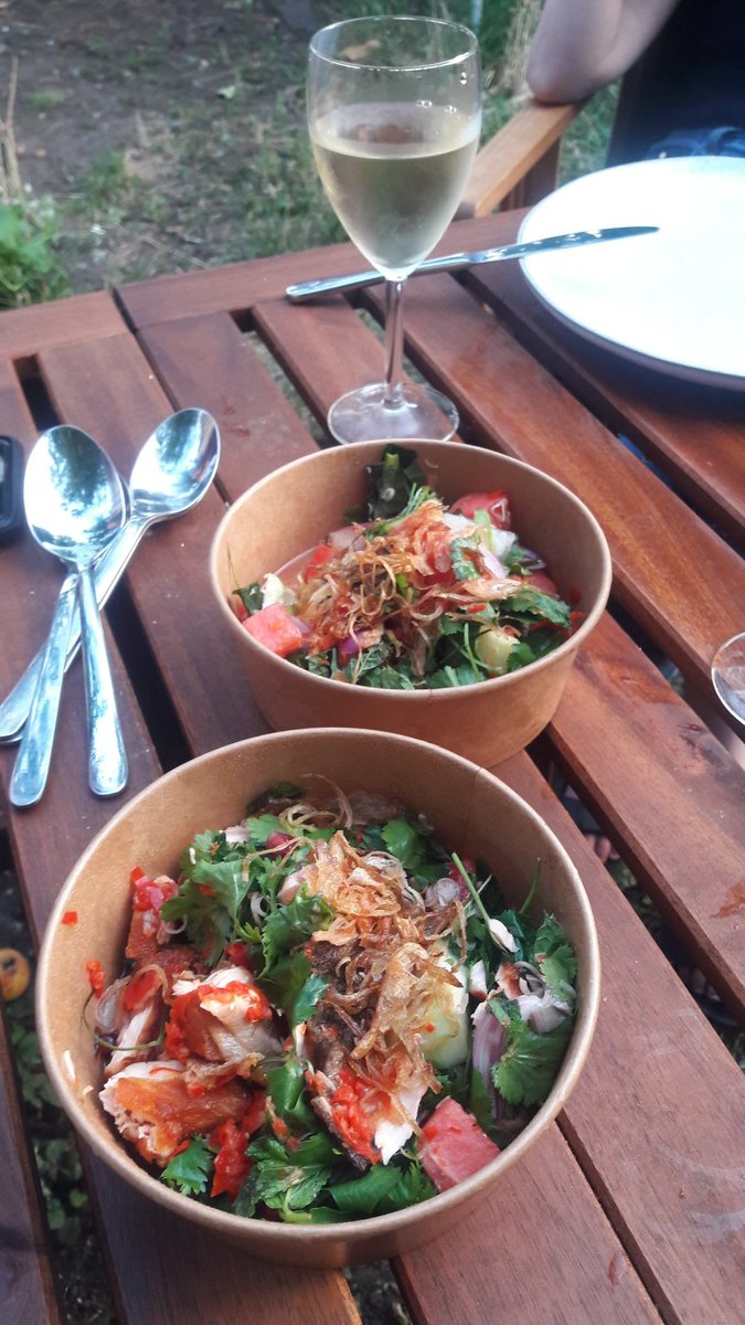 LizFoggitt's tweet photo. Absolutely delicious Thai takeaway from @deetheechef last night, enjoyed in the garden with friends. https://t.co/SwzvYrZ7f2