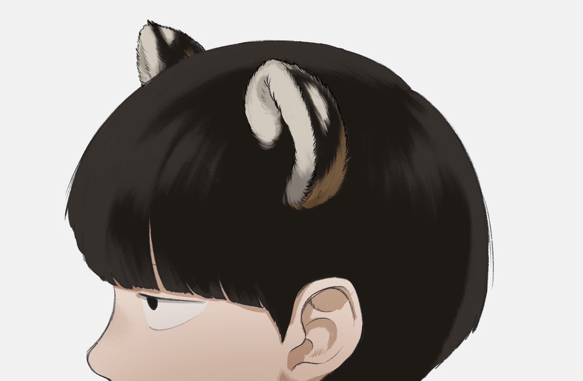 animal ears solo 1boy simple background white background male focus black hair  illustration images