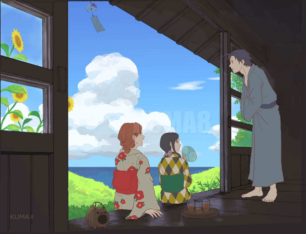 تويتر Kuma8 على تويتر 夏のひと時 すいません再投稿 オリキャラ達の浴衣姿と縁側が描きたい為に風景含めアニメ風に描いた がんばったのでコメント下さい 創作 オリキャラ 夏 縁側 浴衣 イラスト好きさんと繋がりたい 絵師道 海 芸術同盟 うちの子