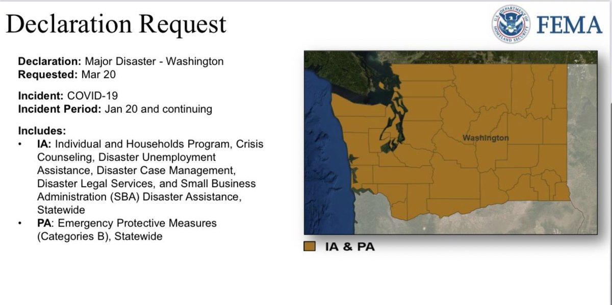 For example, Washington State requested many types of individual assistance but was only approved for crisis counseling. Look at the difference between IA on their request/ approval: