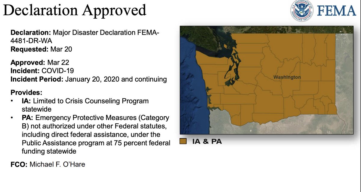For example, Washington State requested many types of individual assistance but was only approved for crisis counseling. Look at the difference between IA on their request/ approval: