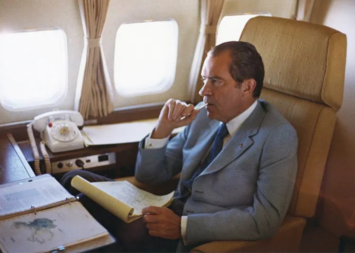 Richard Nixon  flew Air Force One back home after resigning the Presidency (1974).As Gerald Ford  was being sworn in in Washington DC, the plane (over Missouri) was redesignated from Air Force One to "Special Air Mission 27000" - meaning no President was on board. #POTUS