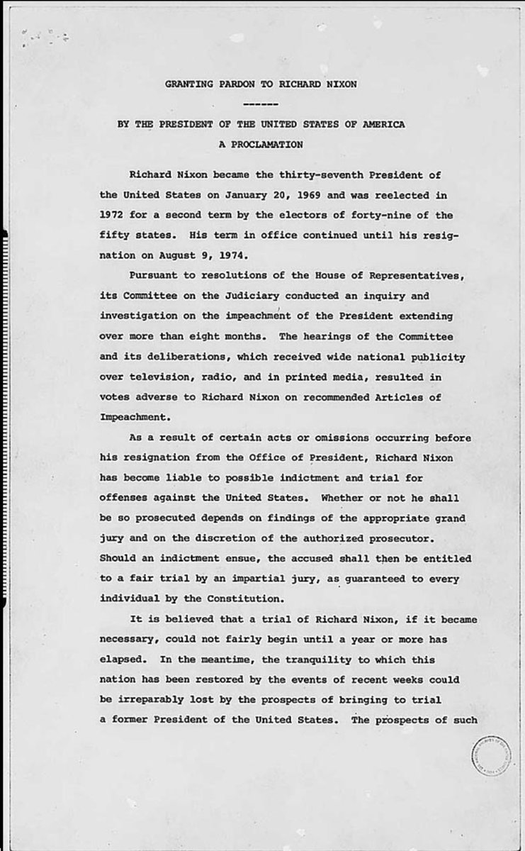 Gerald Ford's  Presidential Proclamation 4311:The Pardon of President Richard Nixon ."I know I will go to hell, because I pardoned Richard Nixon."- Gerald Ford   #POTUS