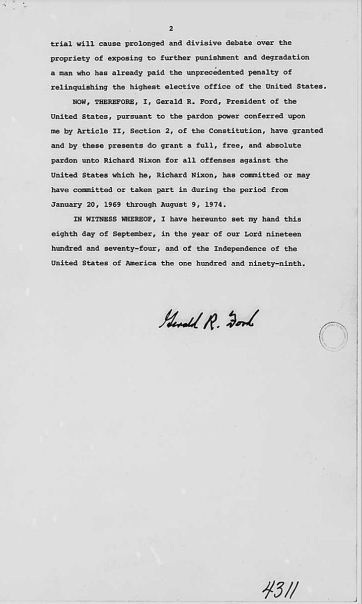 Gerald Ford's  Presidential Proclamation 4311:The Pardon of President Richard Nixon ."I know I will go to hell, because I pardoned Richard Nixon."- Gerald Ford   #POTUS