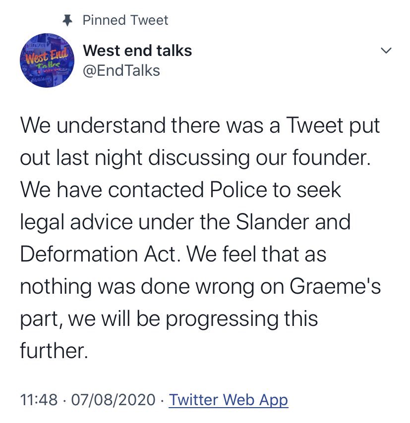 these tweets did gain some attention but nothing major and while a few call out posts came from fans and performers nothing really proceeded. until friday morning when graeme tweeted the following from the @/endtalks account about how he’d contacted the police.