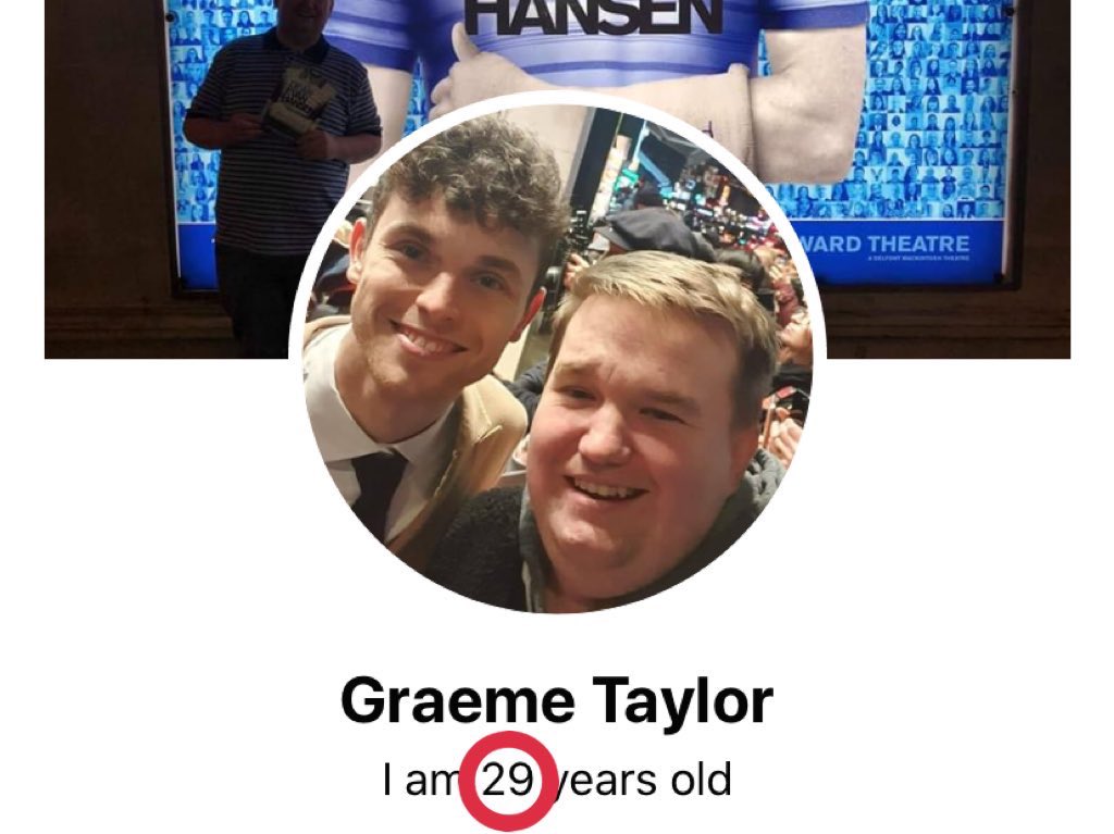 nothing then seemed to happen until thursday when i got a dm from a friend which included a ss of graemes facebook where his bio states he’s actually 29 and had lied about being 24 in an attempt to get close to me as he thought 16 and 24 was an appropriate age gap?