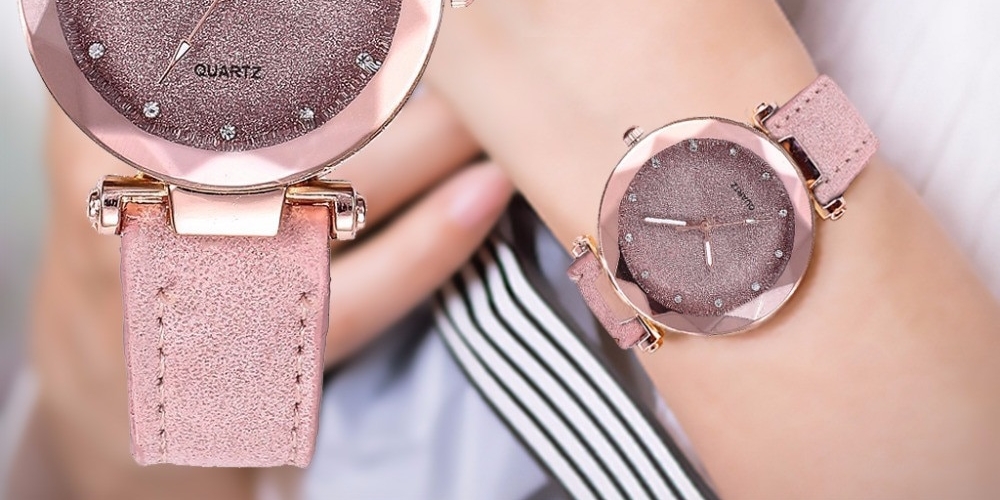 #hashtag3 Women Casual Rhinestone Leather Wrist Watch