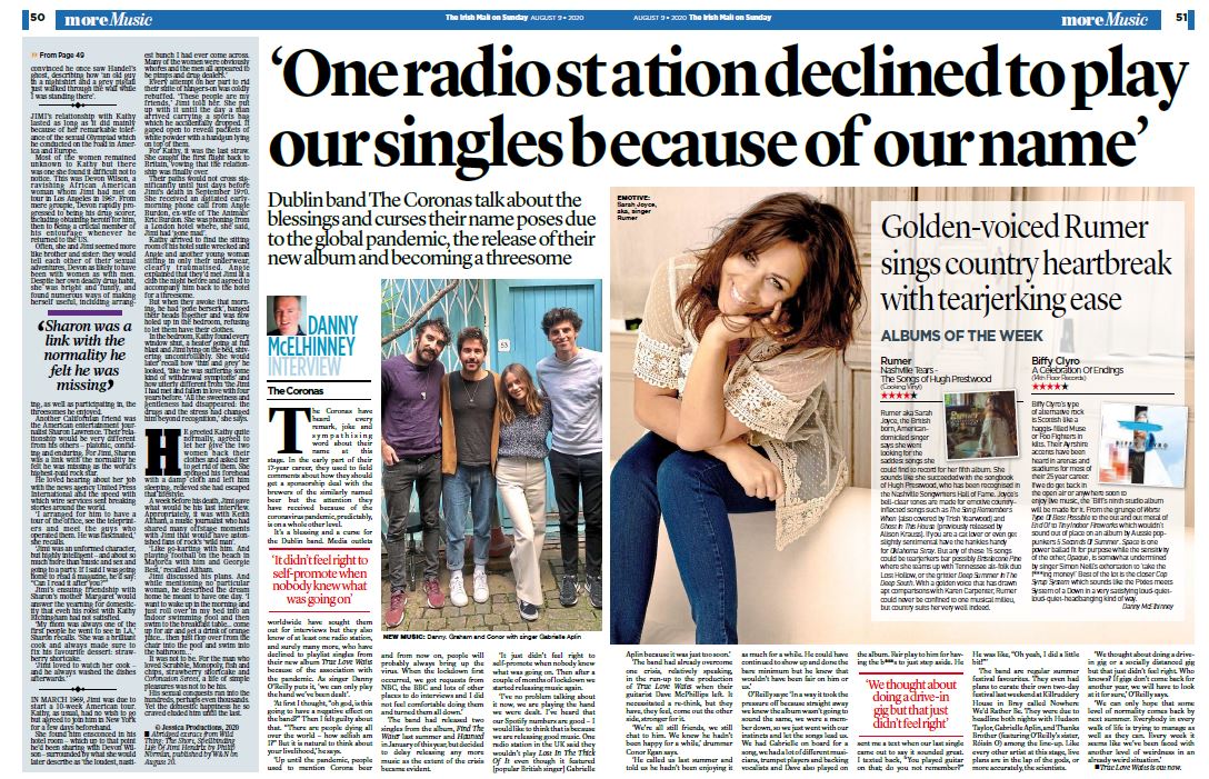 You can read my interview with The Coronas in today's Irish Mail on Sunday. I also review albums by Rumer and Biffy Clyro <a href="/TheCoronas/">The Coronas</a> <a href="/Rumersongs/">Rumer</a> <a href="/BiffyClyro/">Biffy Clyro</a> <a href="/IrishMailSunday/">Irish Mail on Sunday</a> <a href="/ExtraIRL/">Extra.ie</a> <a href="/Warnermusicirl/">Warner Music Ireland</a> <a href="/cookingvinyl/">Cooking Vinyl</a> #thecoronas #rumer #biffyclyro #music