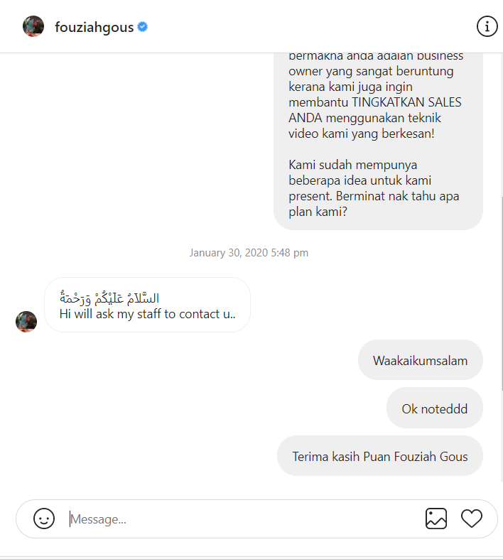 Ini adalah results yang aku pernah dapat dulu masa aku buat teknik ni.Aku aim siapa target market aku, then aku DM dorang sorang-sorang menggunakan skrip yang sama everyday.Haaa korang buat skrip korang sendiri. Orang tak tau pun skrip tu sama je korang guna dekat DM lain.