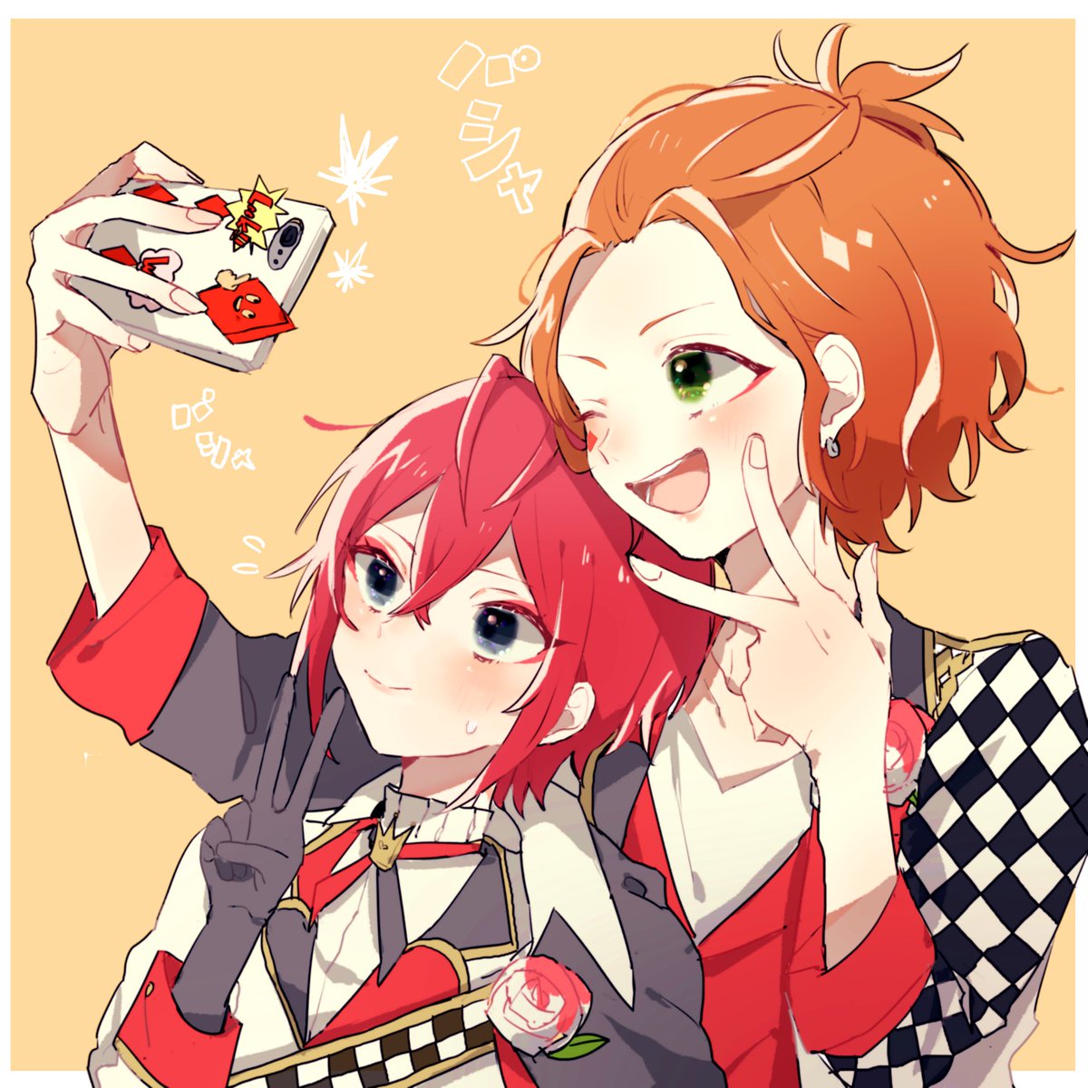 ツイステ けーくんとリドルくんで仲良くマジカメ更新してバズってほしい リトマス紙のイラスト ツイステ けーくんとリドルくんで仲良くマジカメ更新してバズってほしい リトマス紙のイラスト