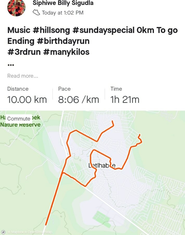 billysigudla1's tweet photo. Music #hillsong #sundayspecial 0km To go Ending 1hr21min 10km #birthdayrun
#3rdrun #manykilos
@lera_molefe
@SipheLDlamini @Simphiwed1 @Last_Caller
#RunYourBest to #ReachYourNext https://t.co/fbgcdXoRRA