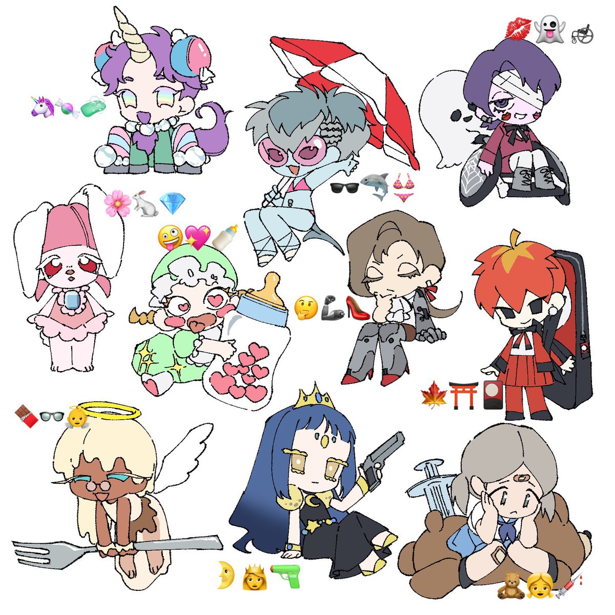 ダハキ در توییتر まいかさん 構って頂いてありがとうございました 頂いた絵文字可愛かったので 絵文字のままにならないようにキャラデザするの楽しかったです ミニキャラいっぱいアクキーにしたら絶対可愛い