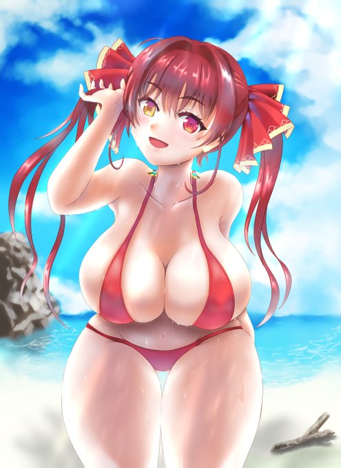 ahoy!水着のマリン船長を描きました。17歳?な感じがすごく良いですw #マリンのお宝 #宝鐘マリン #マリン船長 #ホロライブ 